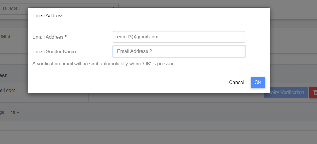 Customer Emails Add User Modal