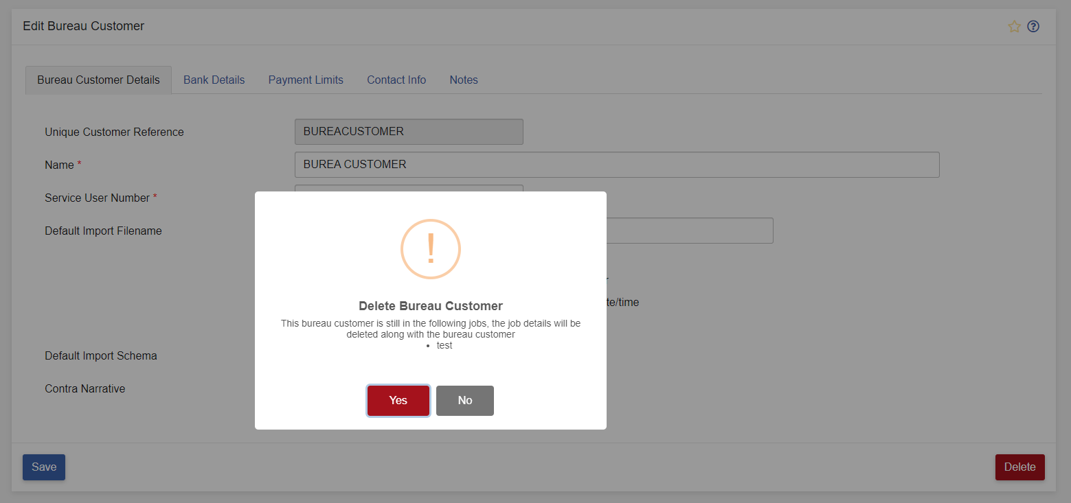 Delete Bureau Customer